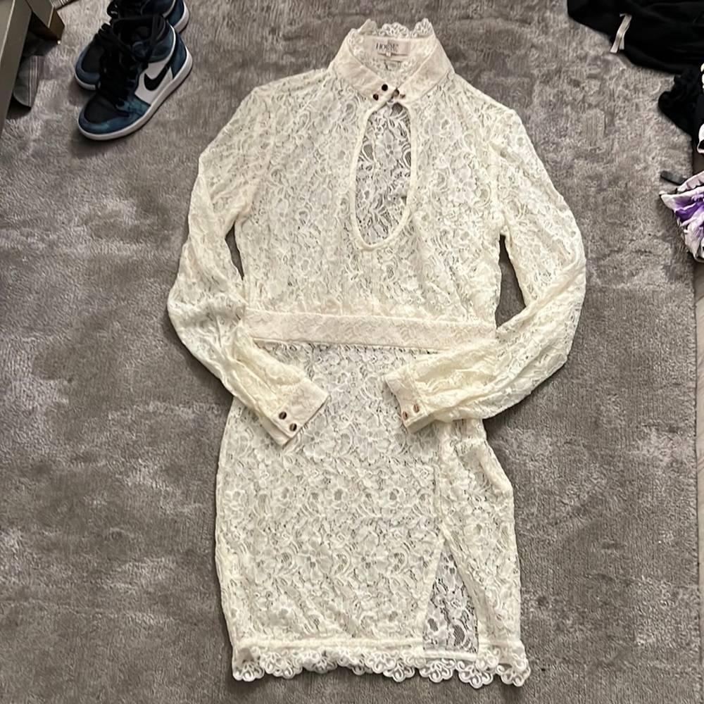 House of Cb white lace dress